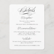 Classic Ampersand Invitation Information Cards