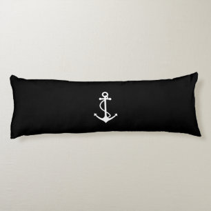 Classic Anchor Black and White Nautical Design Body Pillow
