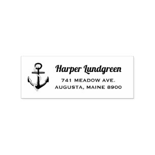 Classic Anchor Nautical Custom Return Address Rubber Stamp
