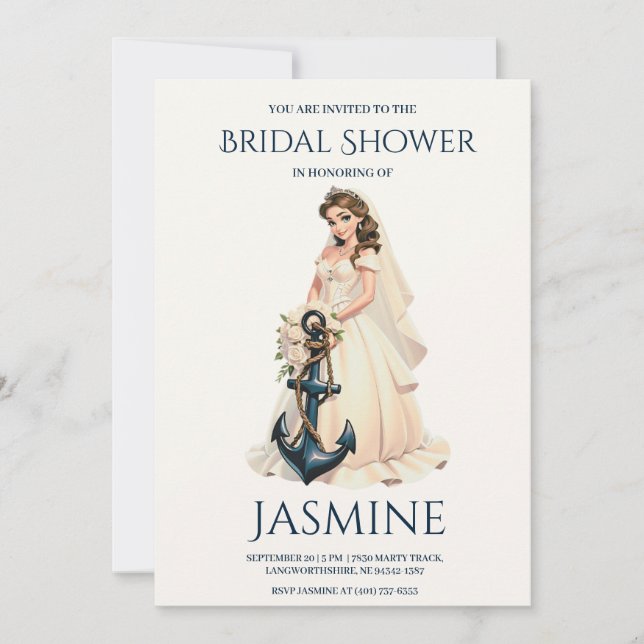 classic anchor nautical wedding shower invitations (Front)