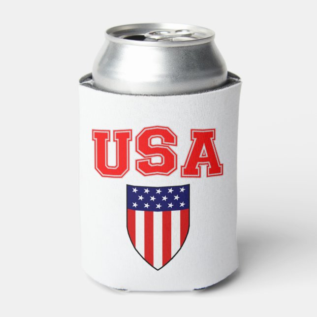Classic and Cool U.S.A American Flag Patriotic Can Cooler (Can Front)