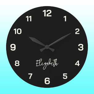 Classic and Elegant Black and Ivory Name  Large Clock