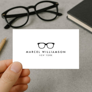 Classic and Simple Black Eyeglasses Logo on White Business Card