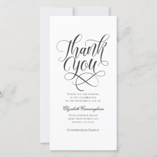 Classic and Simple Calligraphy Memorial Thank You Card
