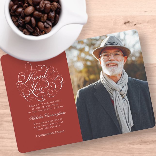 Classic and Simple Calligraphy Photo Memorial Thank You Card (Creator Uploaded)