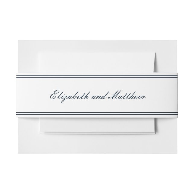 Classic and Simple Elegant Wedding Invitation Belly Band (Front Example)