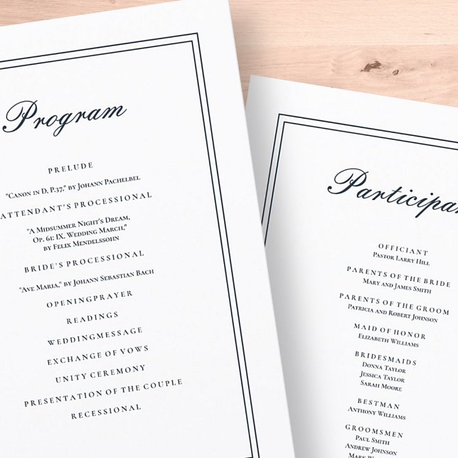 Classic and Simple Elegant Wedding Program (Creator Uploaded)