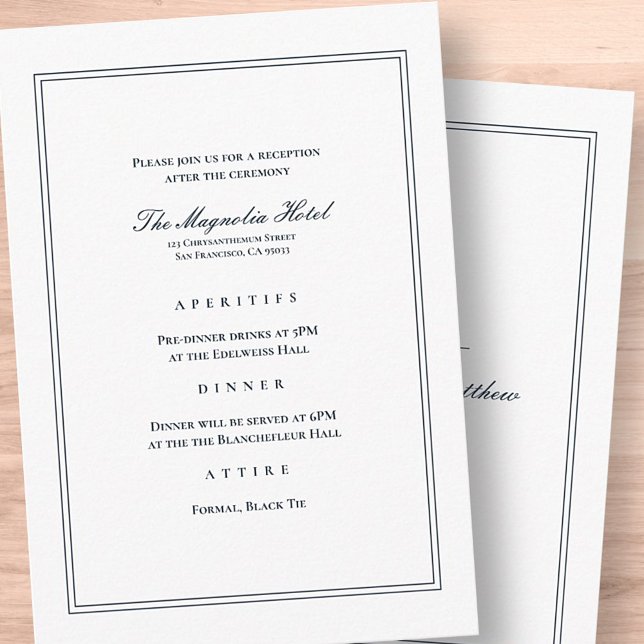 Classic and Simple Elegant Wedding Reception Enclosure Card (Creator Uploaded)