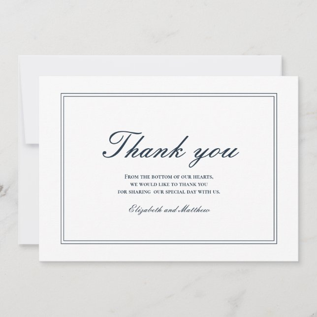 Classic and Simple Elegant Wedding Thank You (Front)