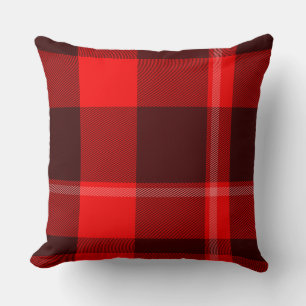 Classic and Stylish Red Plaid Pattern Throw Pillow