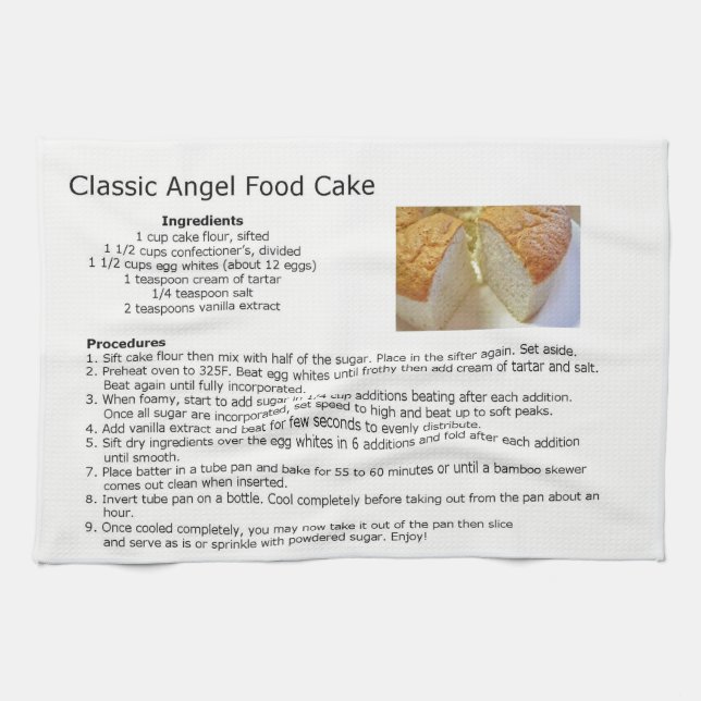 Classic Angel Food Cake Recipe Kitchen Towel (Horizontal)