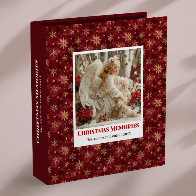 Classic Angel Poinsettia Red Gold Editable Christm Binder (Classic Angel Poinsettia Red Gold Editable Christmas Binder

)