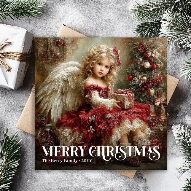 Classic Angelic Victorian Christmas Card Deep Red (Classic Angelic Victorian Christmas Card in Deep Red)