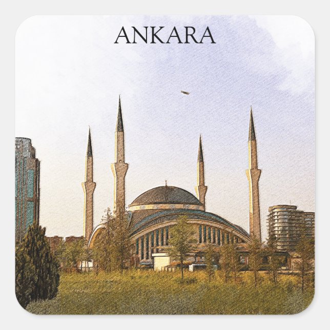 Classic Ankara Turkey Kocatepe Mosque Square Sticker (Front)