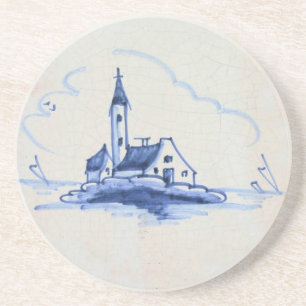 Classic Antiquarian Delft Blue Tile - Church Coaster