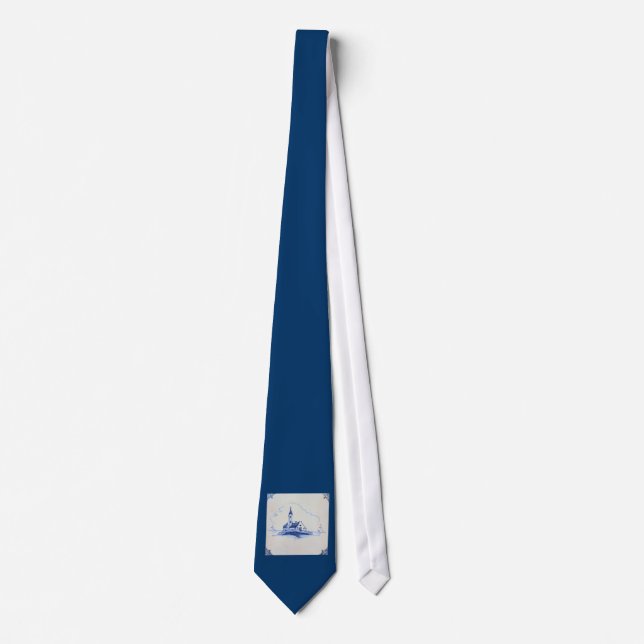 Classic Antiquarian Delft Blue Tile - Church Tie (Front)