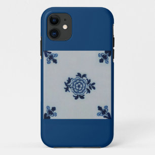 Classic Antiquarian Delft Blue Tile - Floral Motif iPhone 11 Case