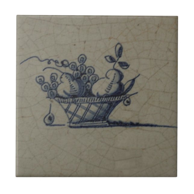 Classic Antiquarian Delft Blue Tile - Fruit Basket (Front)