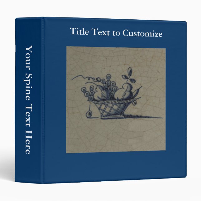 Classic Antiquarian Delft Blue Tile - Fruit Basket Binder (Front/Spine)