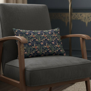 Classic Antique Blue Art Nouveau Floral Pattern Accent Pillow