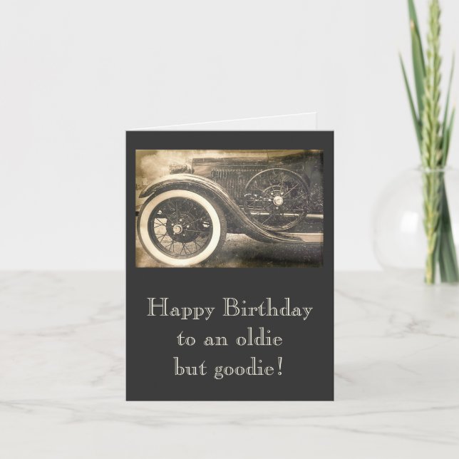 Classic Antique Car Birthday Note Card (Front)