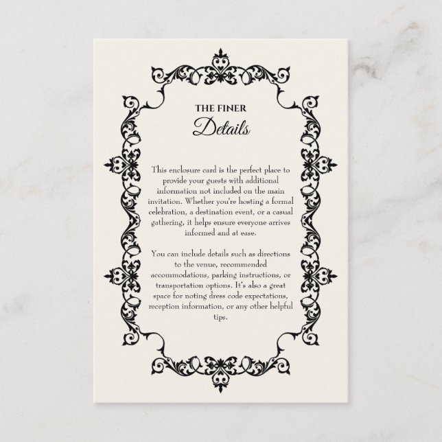 Classic Antique Ivory Ornately Framed Wedding Enclosure Card (Front)