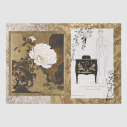 Classic Antique Lacquered Commode & Screen Art Tissue Paper