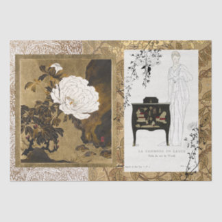 Classic Antique Lacquered Commode & Screen Art Tissue Paper