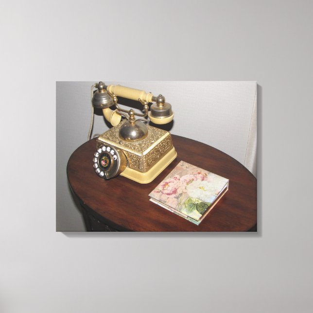 Classic Antique Phone and Table Wrapped Canvas (Front)