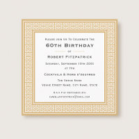 Classic Any Age Birthday Party Gold Greek Key