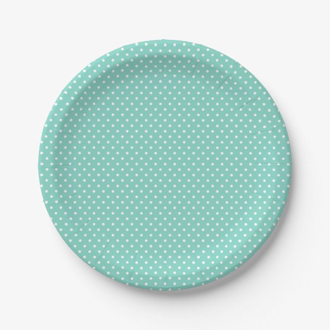 Classic Aqua and White Polka Dot Plates (Front)