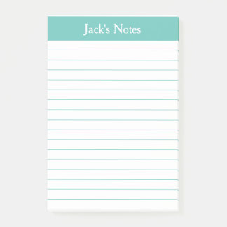Classic Aqua Lined Personalized Post-it Notes