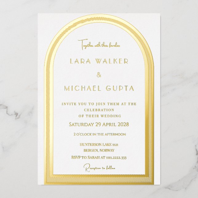 Classic Arch Foil Wedding Invitation (Front)