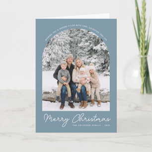 Classic Arch Merry Christmas Photo Card Light Blue