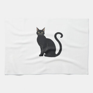 Classic Arched Back Cat – Vintage Halloween Silhou Kitchen Towel