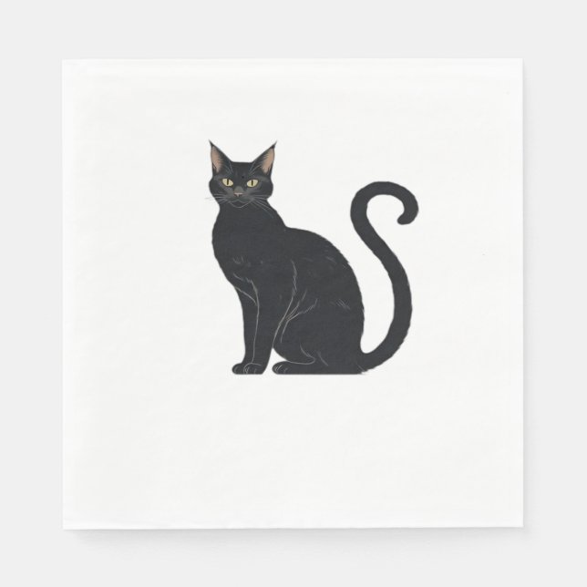 Classic Arched Back Cat – Vintage Halloween Silhou Napkin (Front)