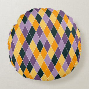 Classic Argyle Diamond Lattice Pattern Round Pillow