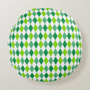 Classic Argyle Diamond Lattice Seamless Pattern Round Pillow