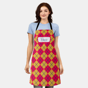Classic Argyle Red Yellow Blue White Apron