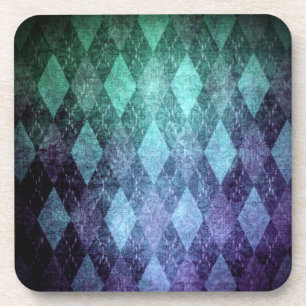 Classic argyle vintage blue green diamond pattern coaster
