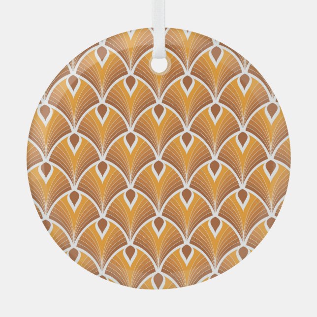 Classic Art Deco Geometric Pattern Glass Ornament (Front)