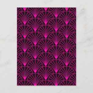 Classic Art Deco Pattern in Pink and Black Postcard