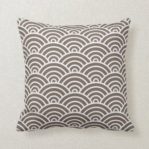 Classic Art Deco Scales in Taupe and White Throw Pillow