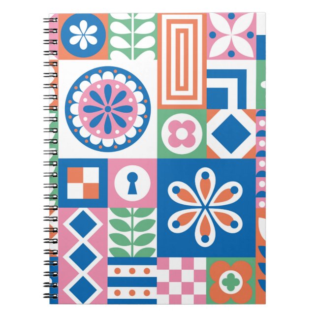 Classic Art Deco Seamless Pattern. Geometric Styli Notebook (Front)