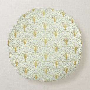 Classic Art Deco Seamless Pattern. Geometric Styli Round Pillow