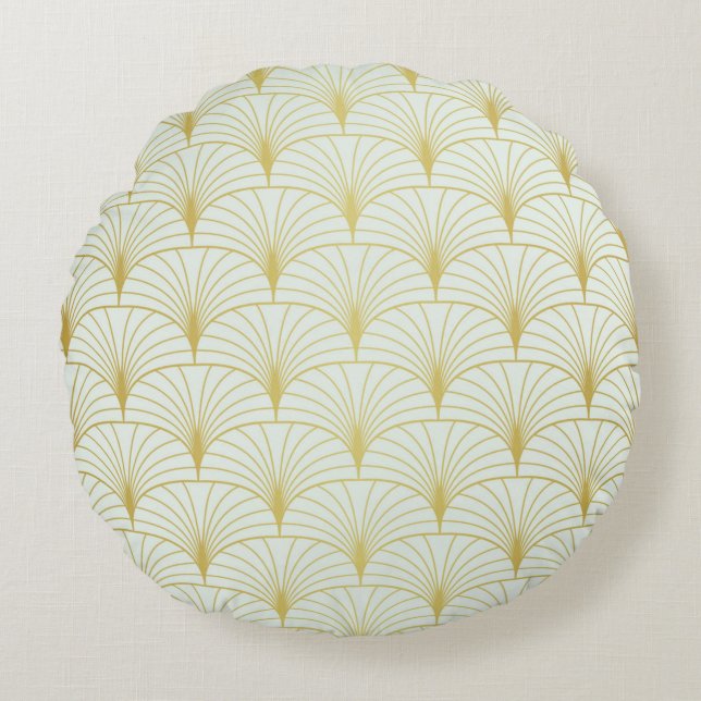 Classic Art Deco Seamless Pattern. Geometric Styli Round Pillow (Front)