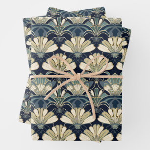 Classic Art Deco Various Sized Fan Patterned Wrapping Paper Sheet