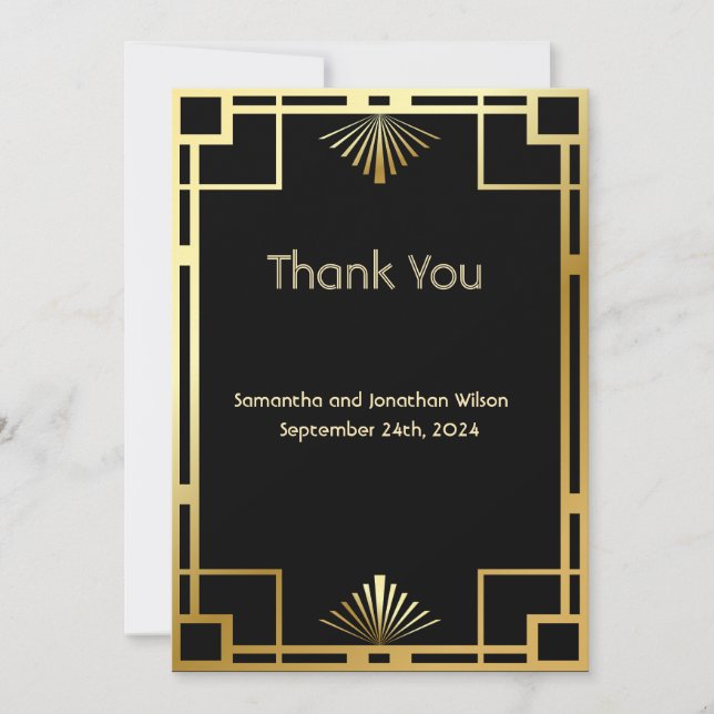 Classic Art Deco vintage Thank you Card (Front)