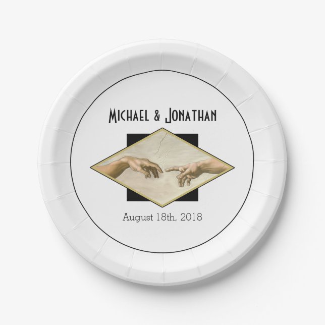 Classic Art Gay Wedding Paper Plate (Front)