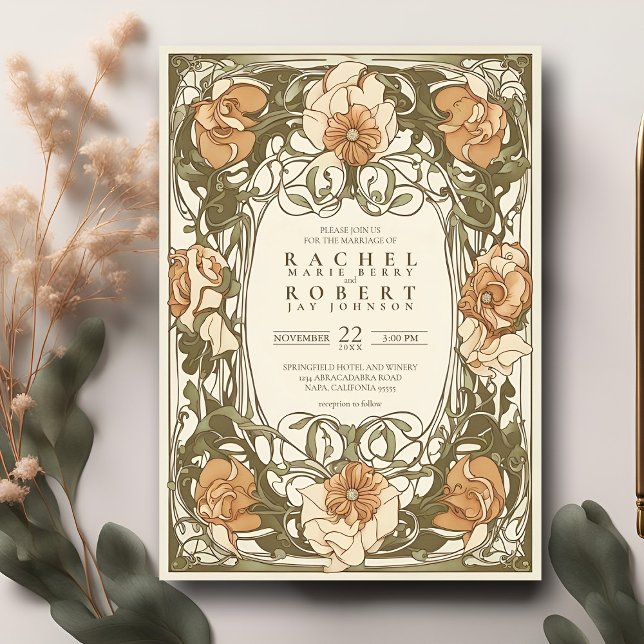 Classic Art Nouveau Floral Faire-part de mariage (Créateur téléchargé)